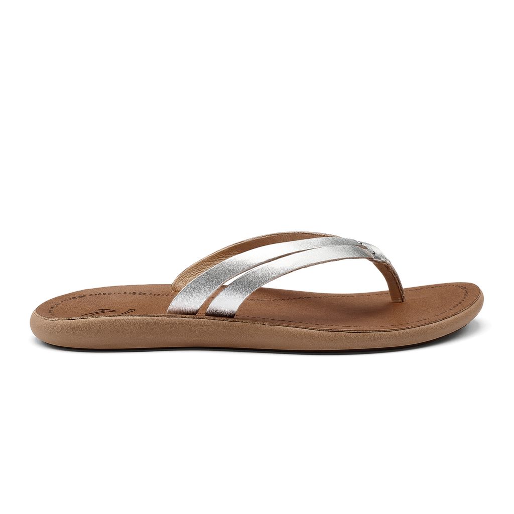 Women's Olukai Kāpehe Luana Sandals Silver | VKZHTDB-62