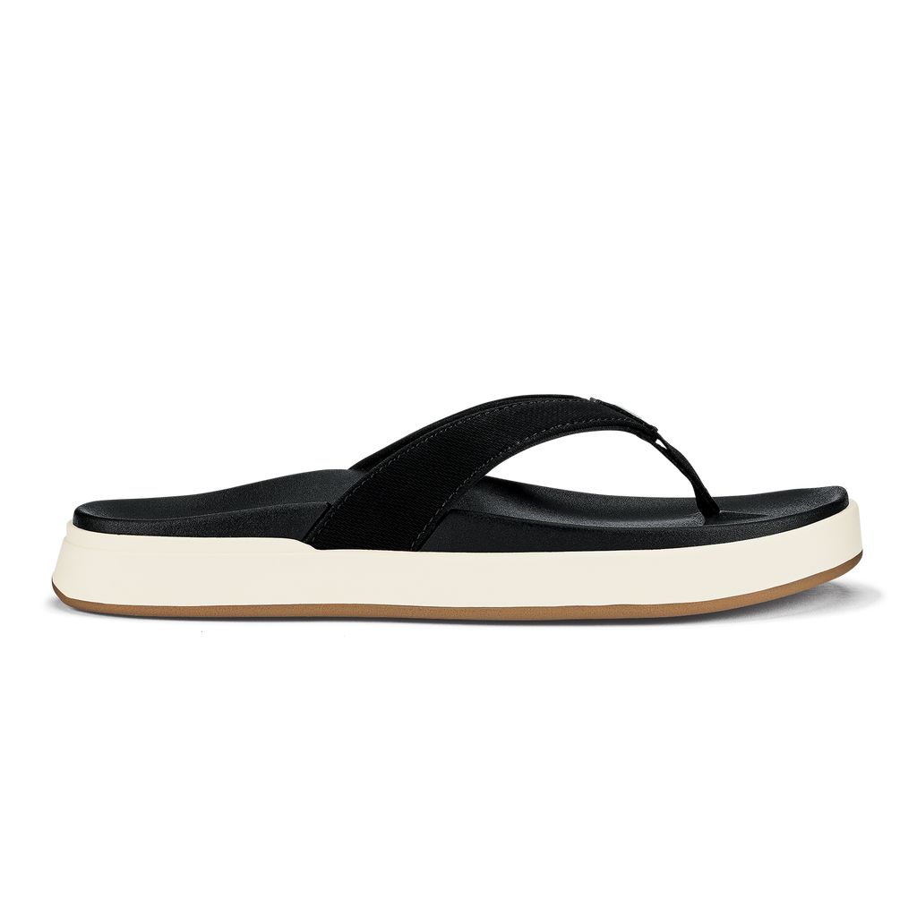 Women's Olukai Nu a Pi o Sandals Black | RVOKHDN-71