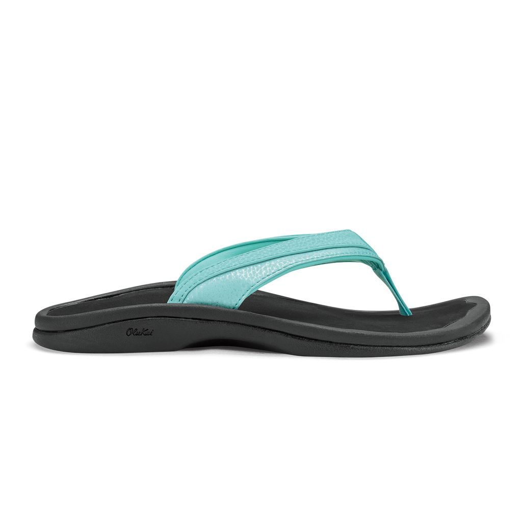 Women's Olukai Ohana Sandals Black | FXIDETO-08